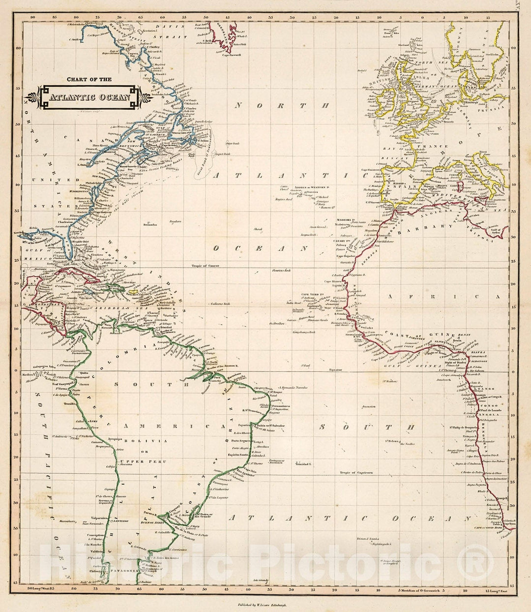 Historic Map : Chart of the Atlantic Ocean, 1841, Vintage Wall Decor