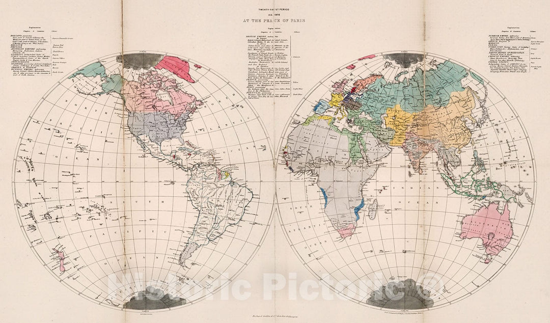 Historic Map : Twenty-first period. A.D. 1856 at the peace of Paris, 1856, Vintage Wall Decor