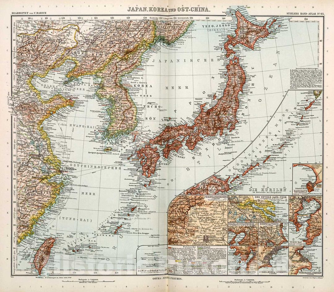 Historic Map : Japan, Korea und Ost-China., 1905, Vintage Wall Decor