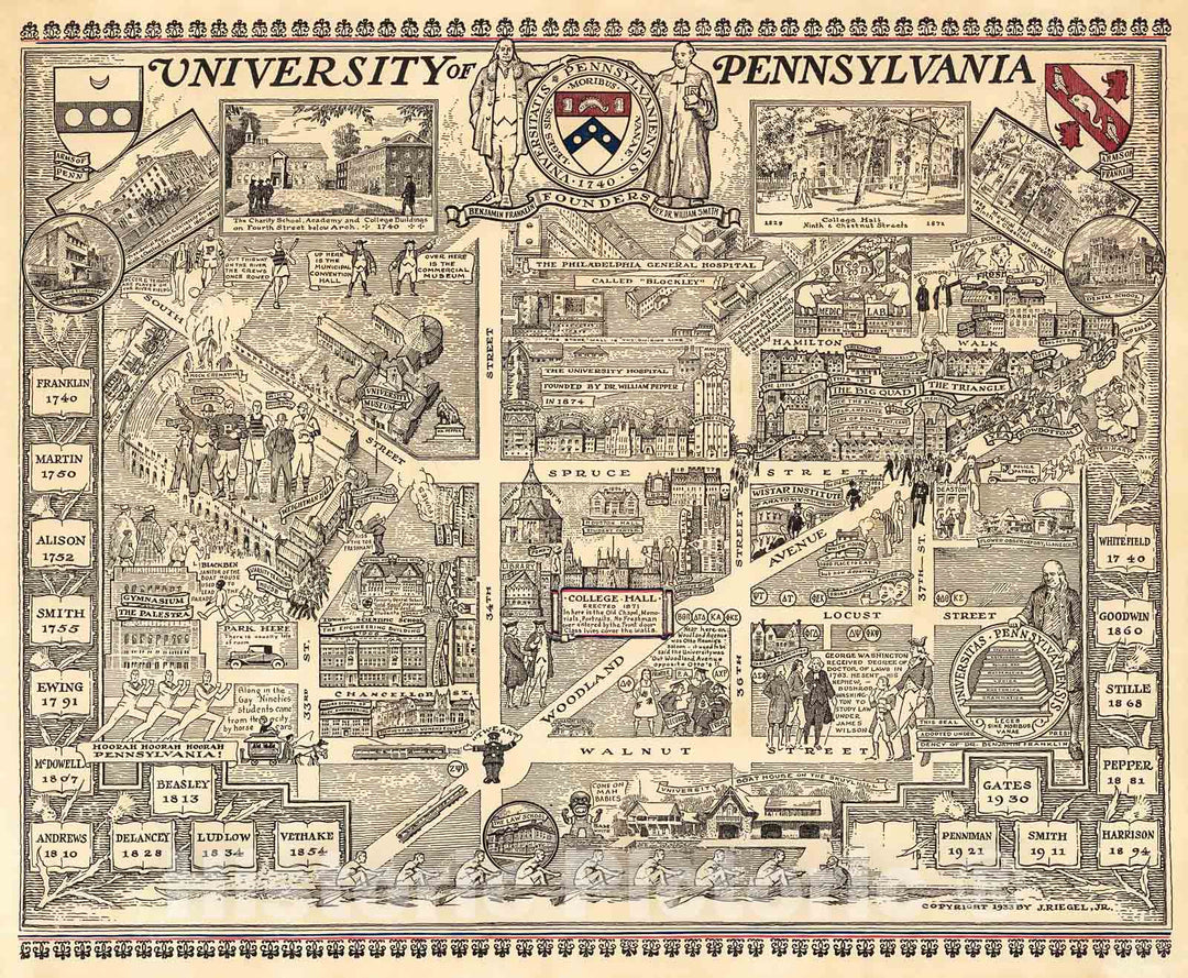 Historic Map : University of Pennsylvania, 1933, Vintage Wall Decor