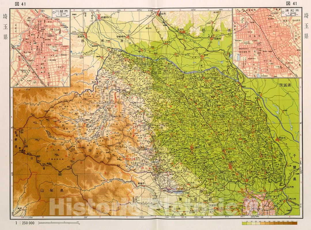 Historic Map : Saitama ken, Japan, 1956, Vintage Wall Decor