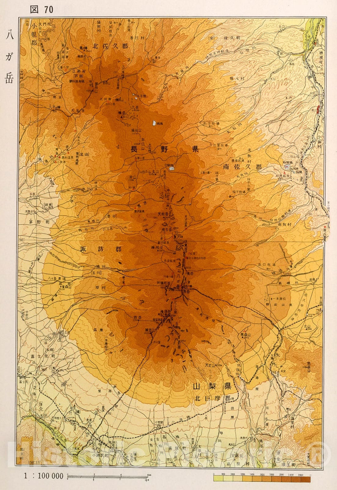 Historic Map : Yatsugatake. Japan, 1956, Vintage Wall Decor