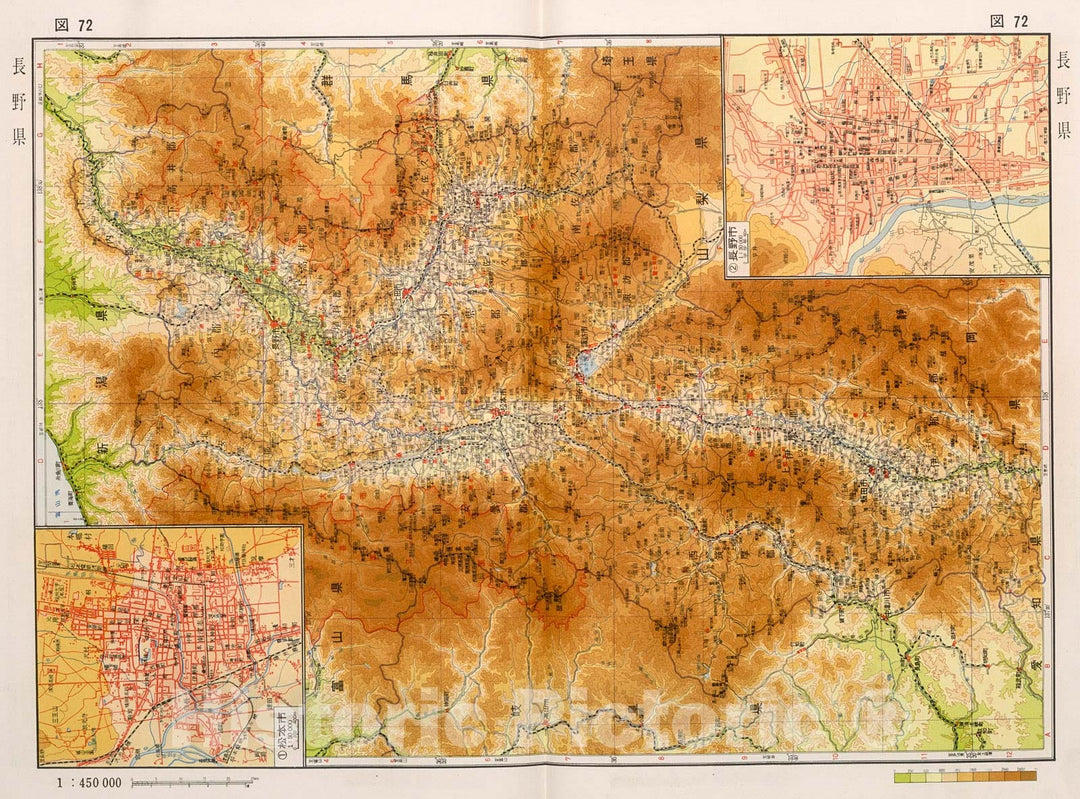 Historic Map : Nagano Prefecture, Japan, 1956, Vintage Wall Decor