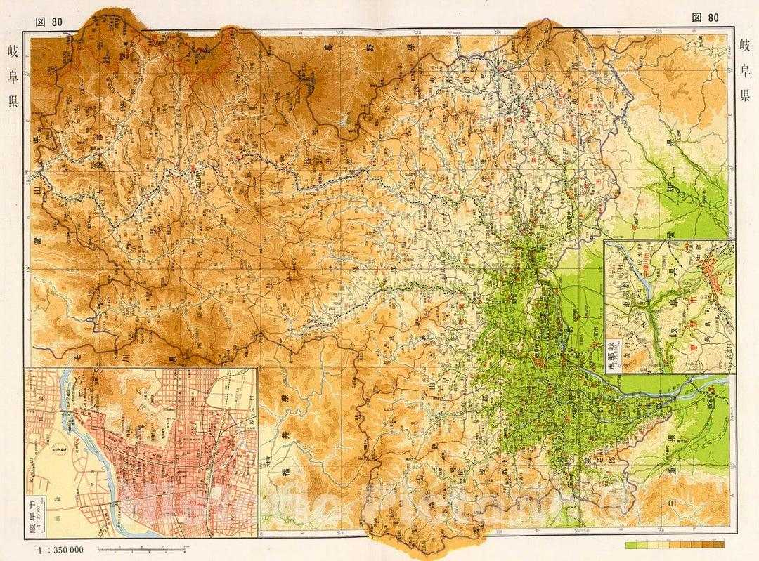 Historic Map : Gifu Prefecture, Japan, 1956, Vintage Wall Decor