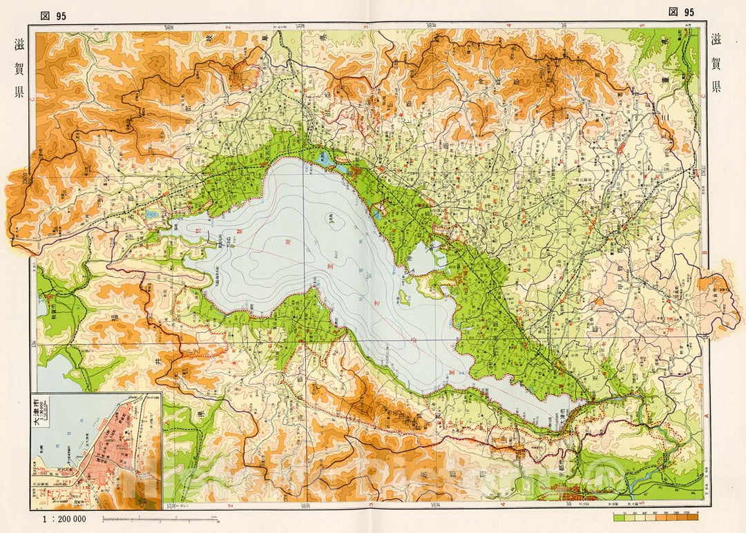 Historic Map : Siga Prefecture, Japan, 1956, Vintage Wall Decor