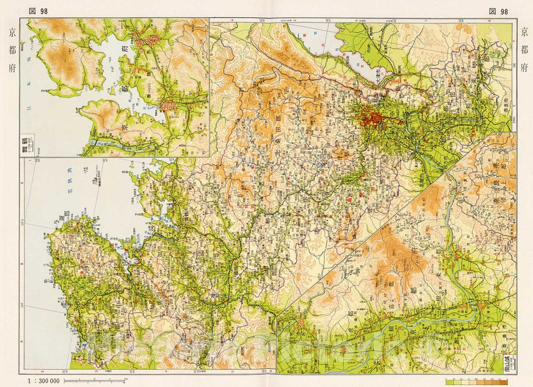 Historic Map : Kyoto, Japan, 1956, Vintage Wall Decor