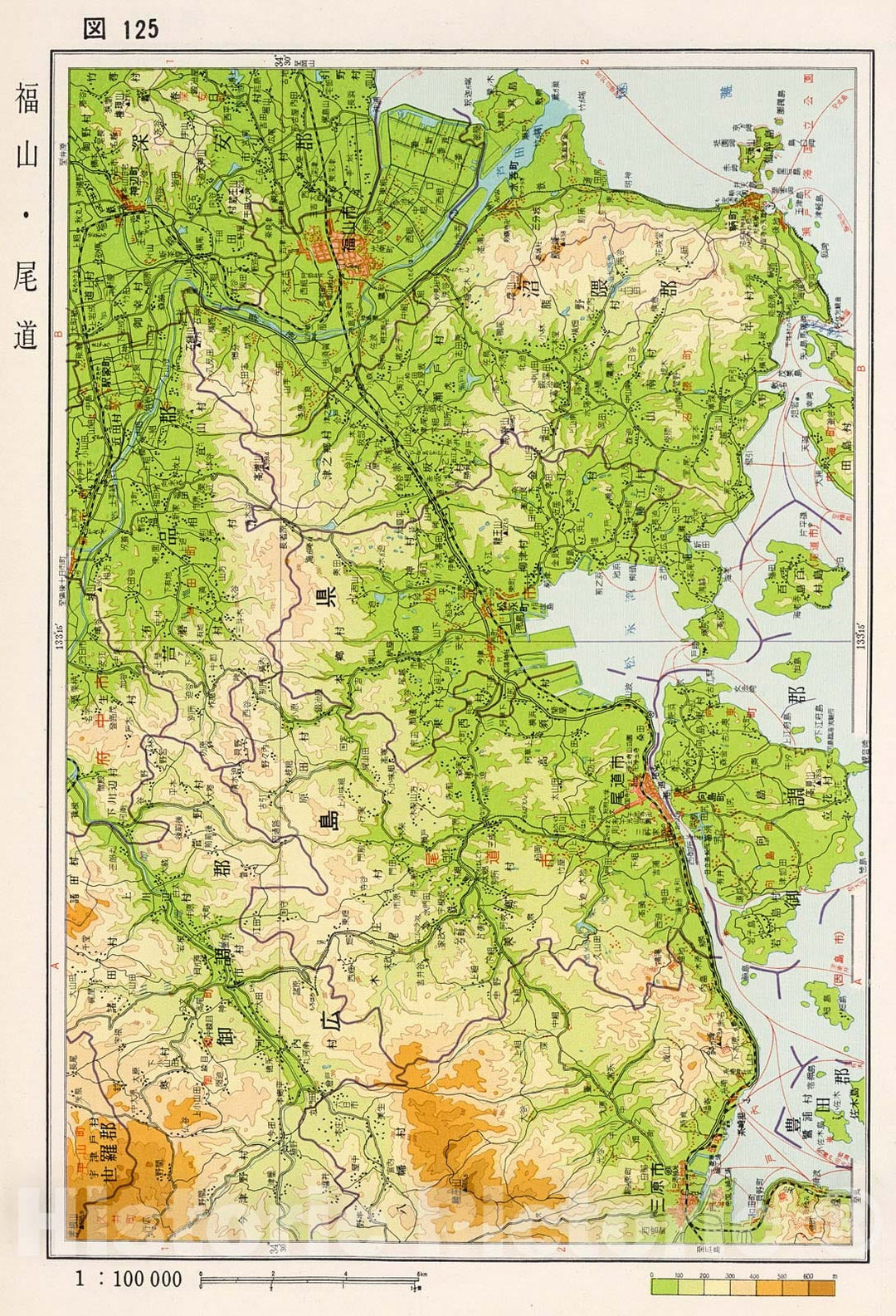 Historic Map : Fukuyama. Onomichi, Japan, 1956, Vintage Wall Decor