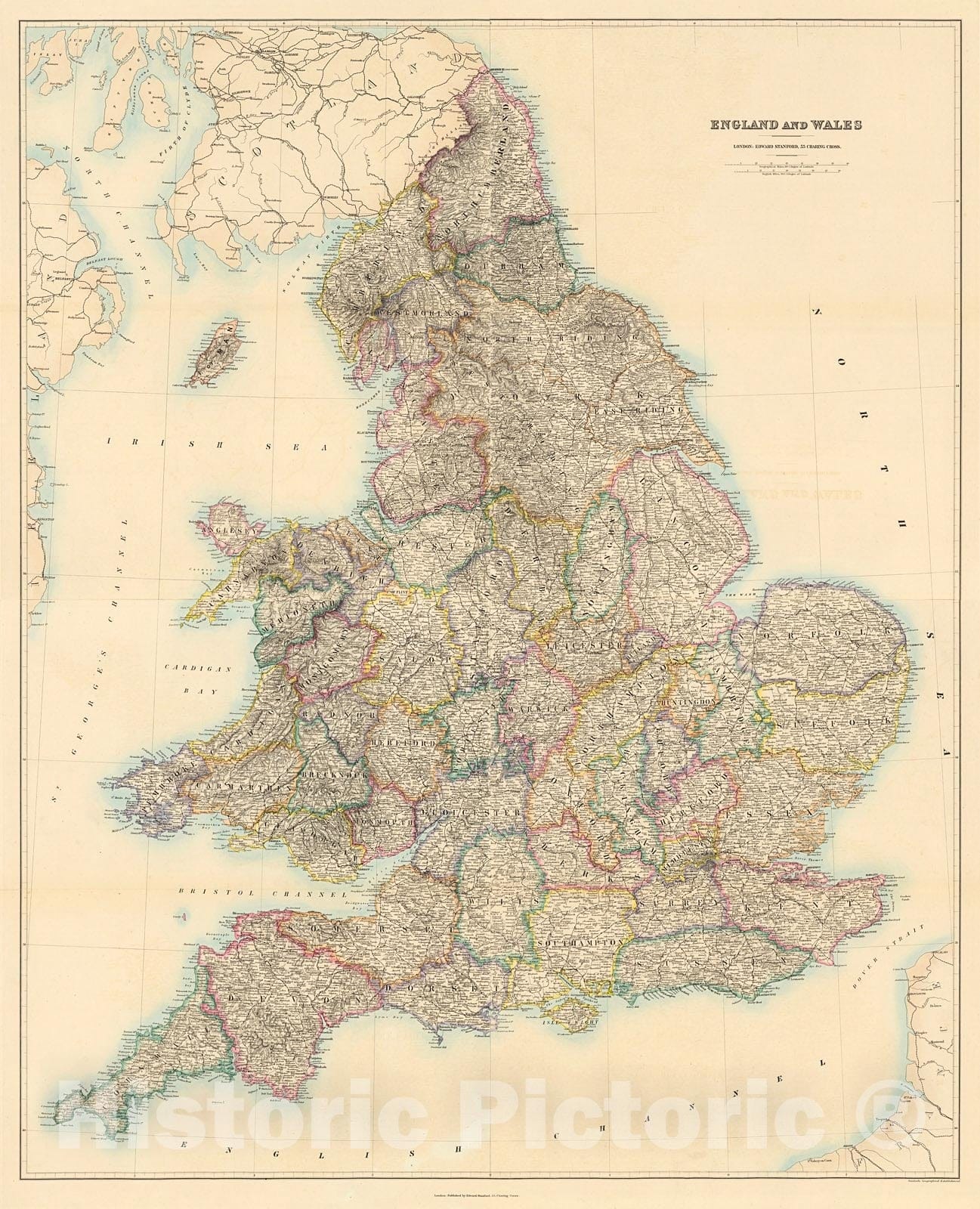 Historic Map : England and Wales: Sheets 8-11, 1884, Vintage Wall Decor