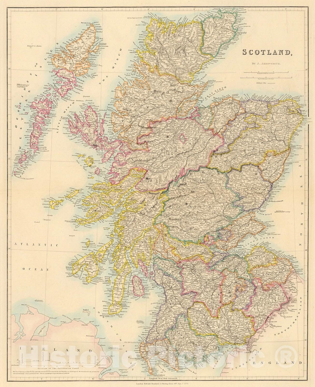 Historic Map : Scotland, 1884, Vintage Wall Decor