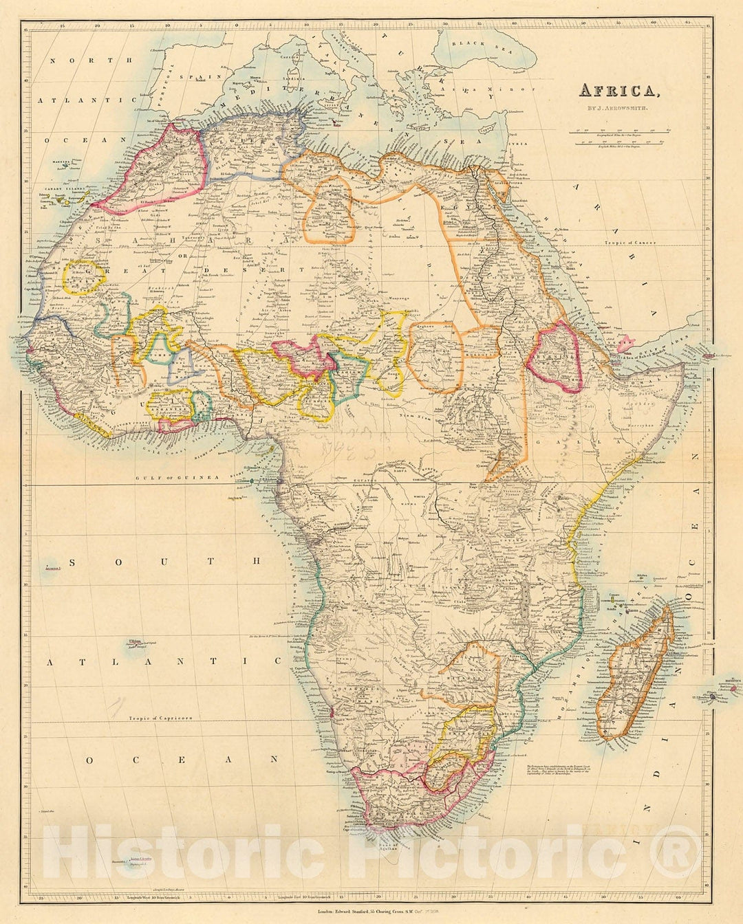 Historic Map : Africa, 1884, Vintage Wall Decor