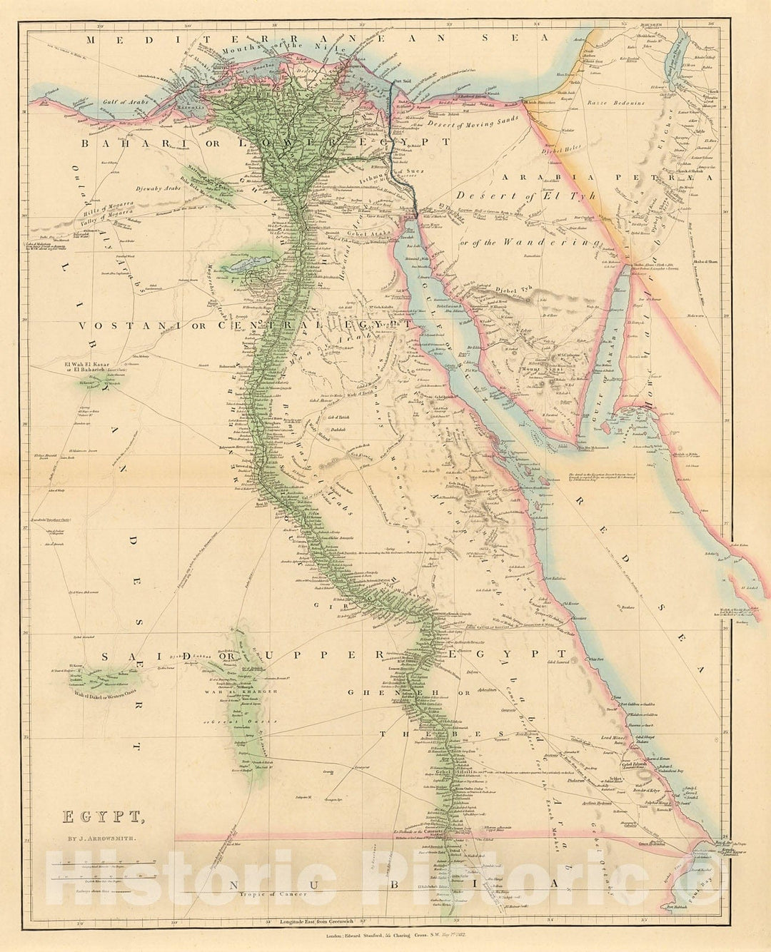 Historic Map : Egypt, 1884, Vintage Wall Decor