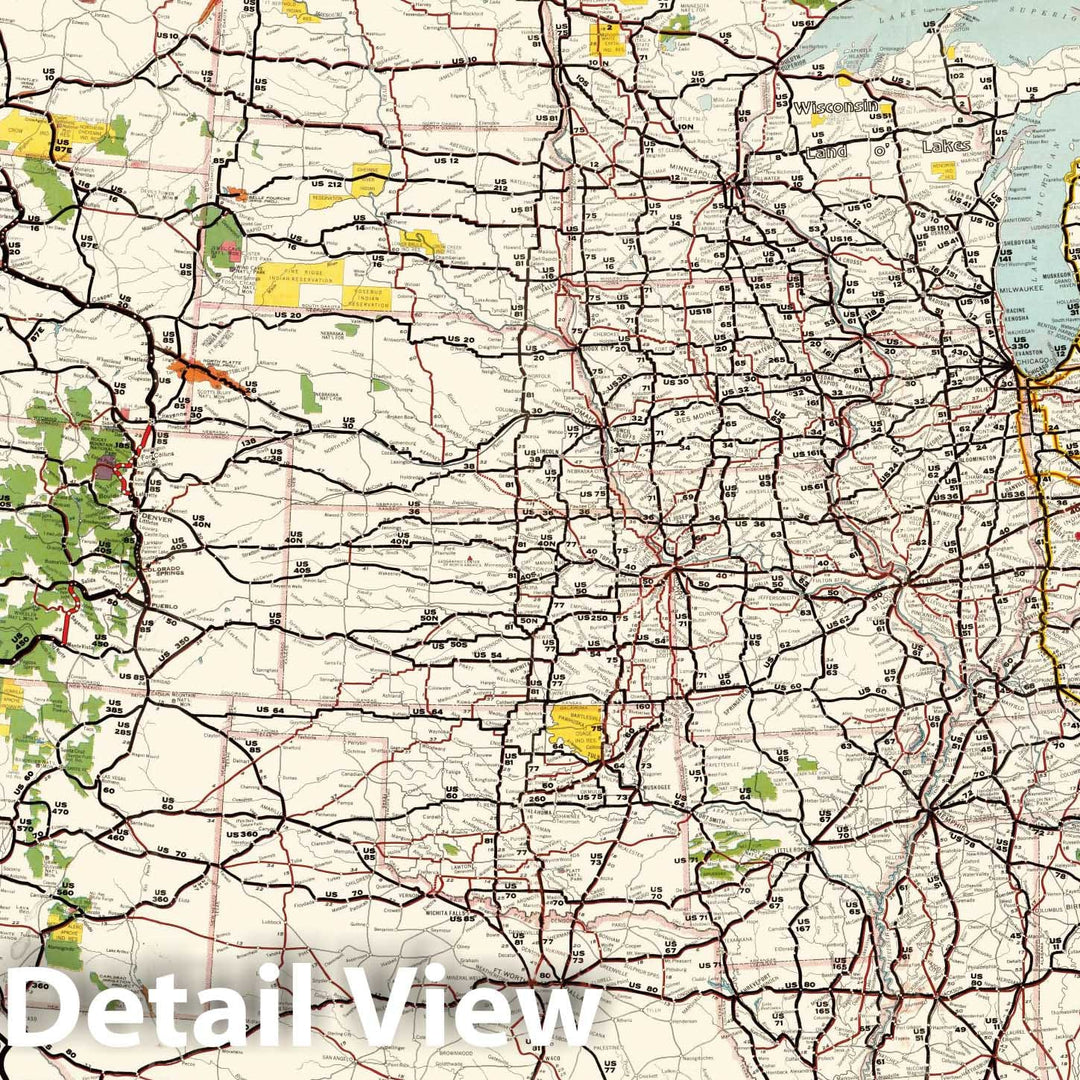 Historic Map : Good roads everywhere : Four fold system of highways-national highways-state highways, 1926, Vintage Wall Decor