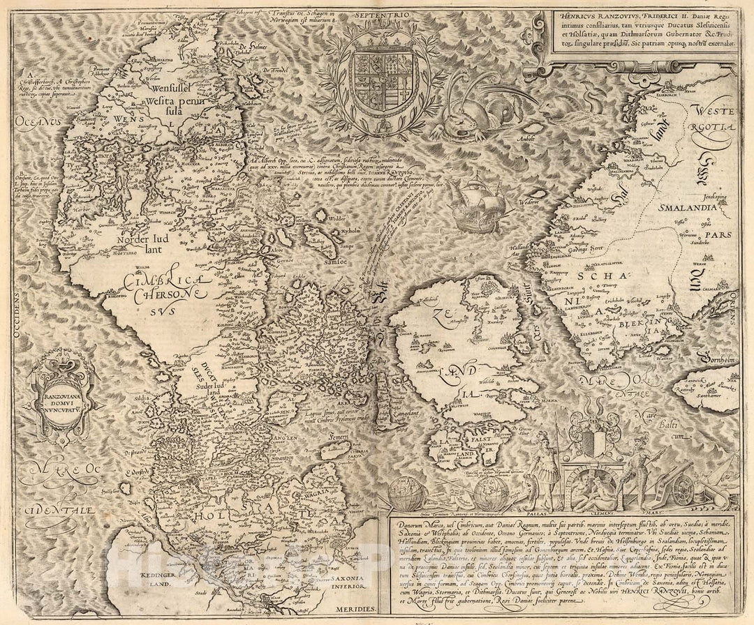 Historic Map : Vol IV (25) Danorum Marca, vel Cimbricum, aut Daniae Regnum (Denmark)., 1640, Vintage Wall Decor