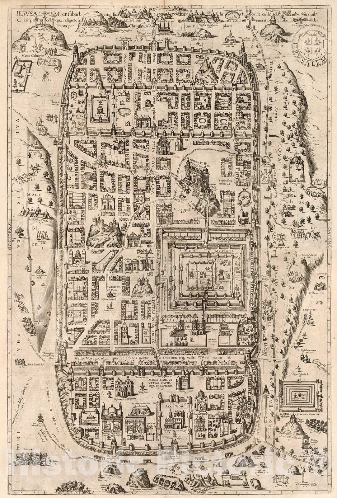 Historic Map : Vol IV (58) (59) Composite: Ierusalem (Jerusalem) (upper and lower sheets)., 1640, Vintage Wall Decor