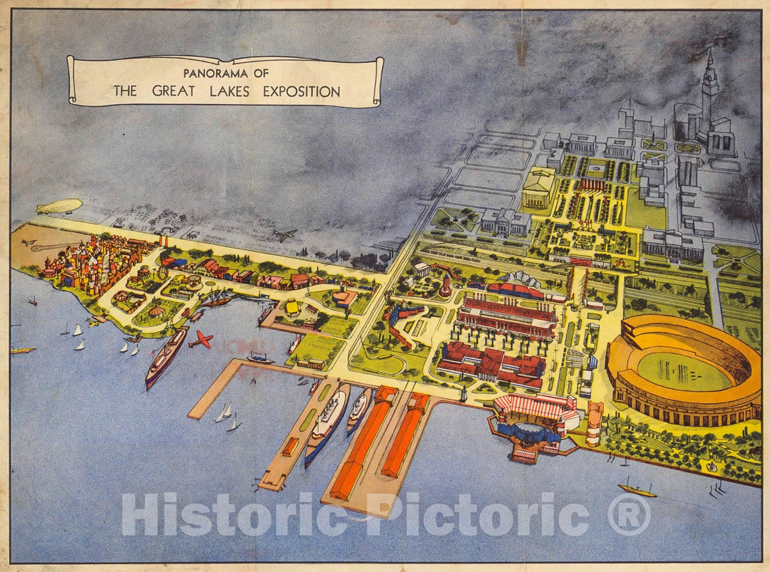 Historic Map : Panorama of the Great Lakes Exposition., 1936, Vintage Wall Decor