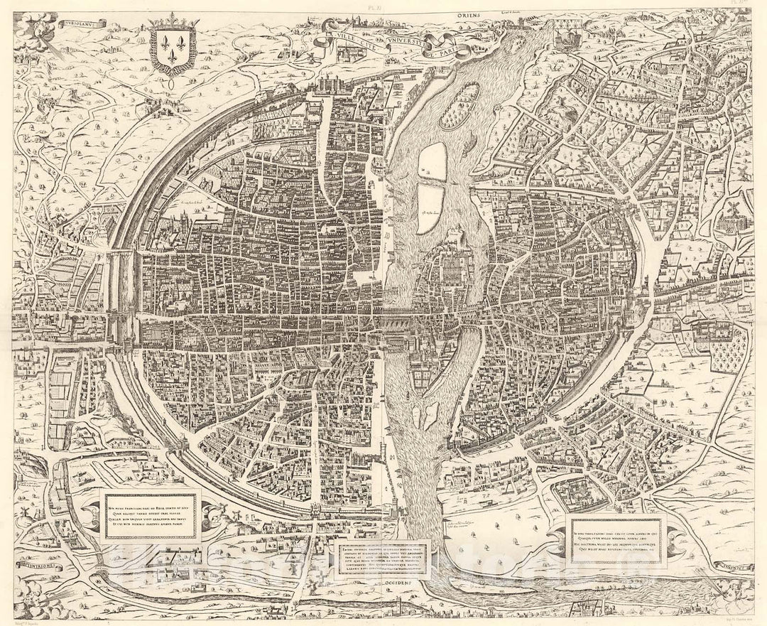 Historic Map : Pl. XI. Paris en 1555., 1900, Vintage Wall Decor