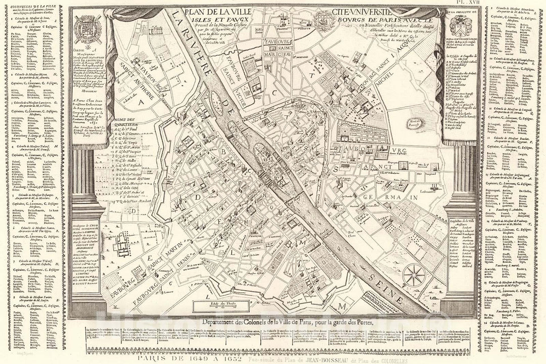 Historic Map : Pl. XVII. Paris de 1649 a 1652., 1900, Vintage Wall Decor