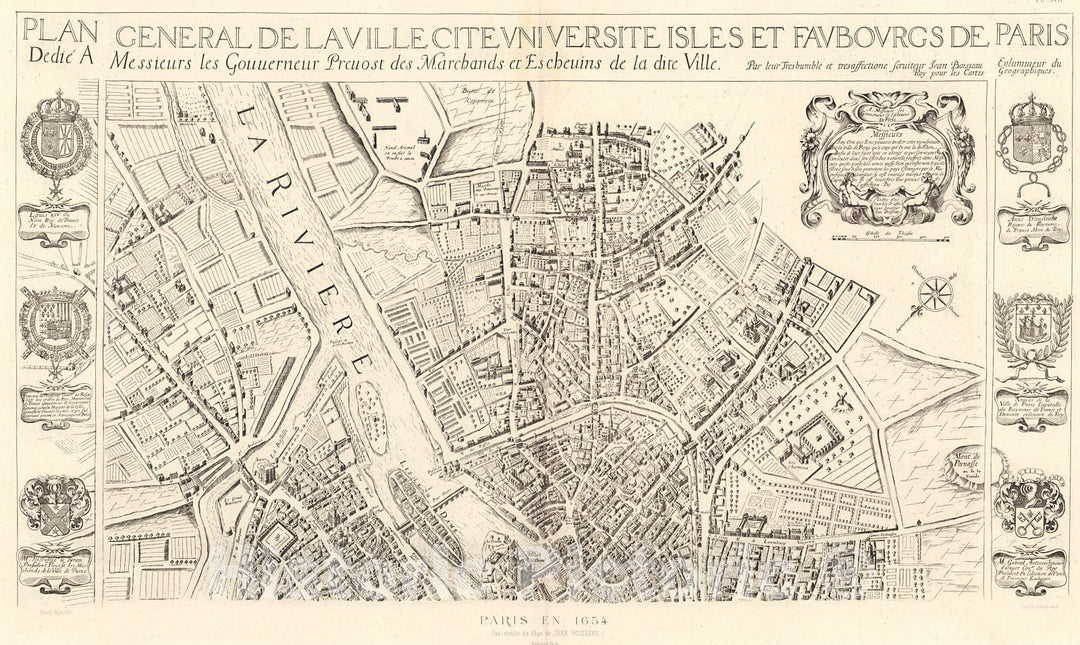 Historic Map : Pl. XVII bis. Paris en 1654., 1900, Vintage Wall Decor