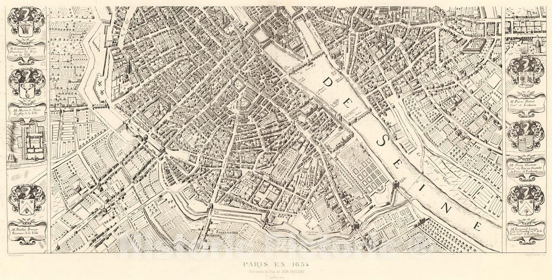 Historic Map : Pl. XVII ter. Paris en 1654., 1900, Vintage Wall Decor