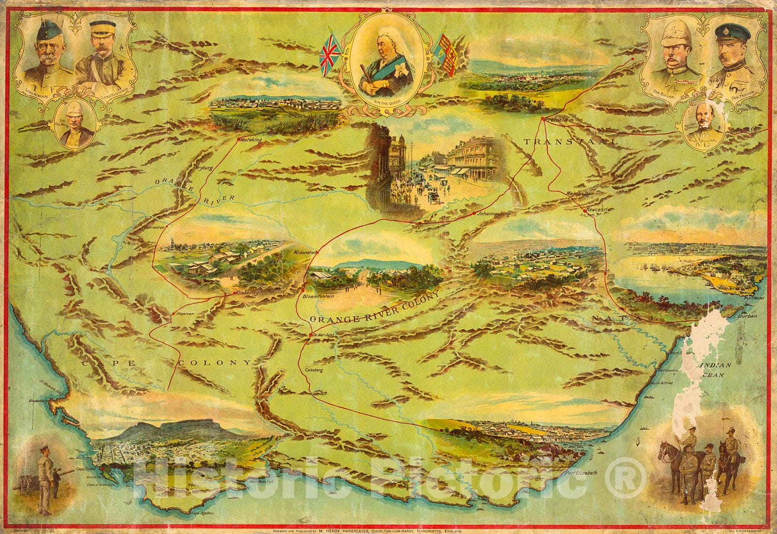 Historic Map : South Africa., 1900, Vintage Wall Decor