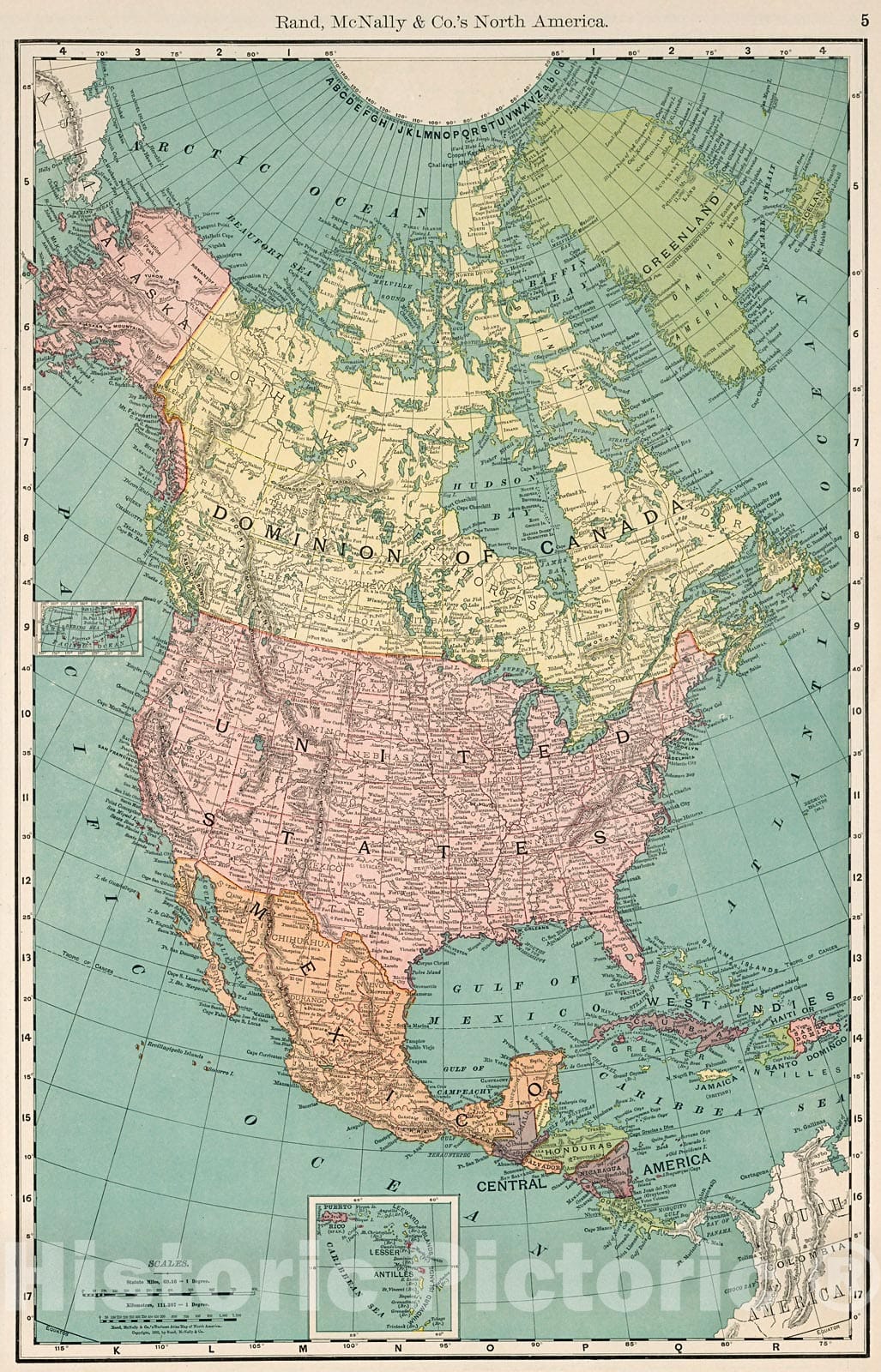 Historic Map : North America., 1894, Vintage Wall Decor