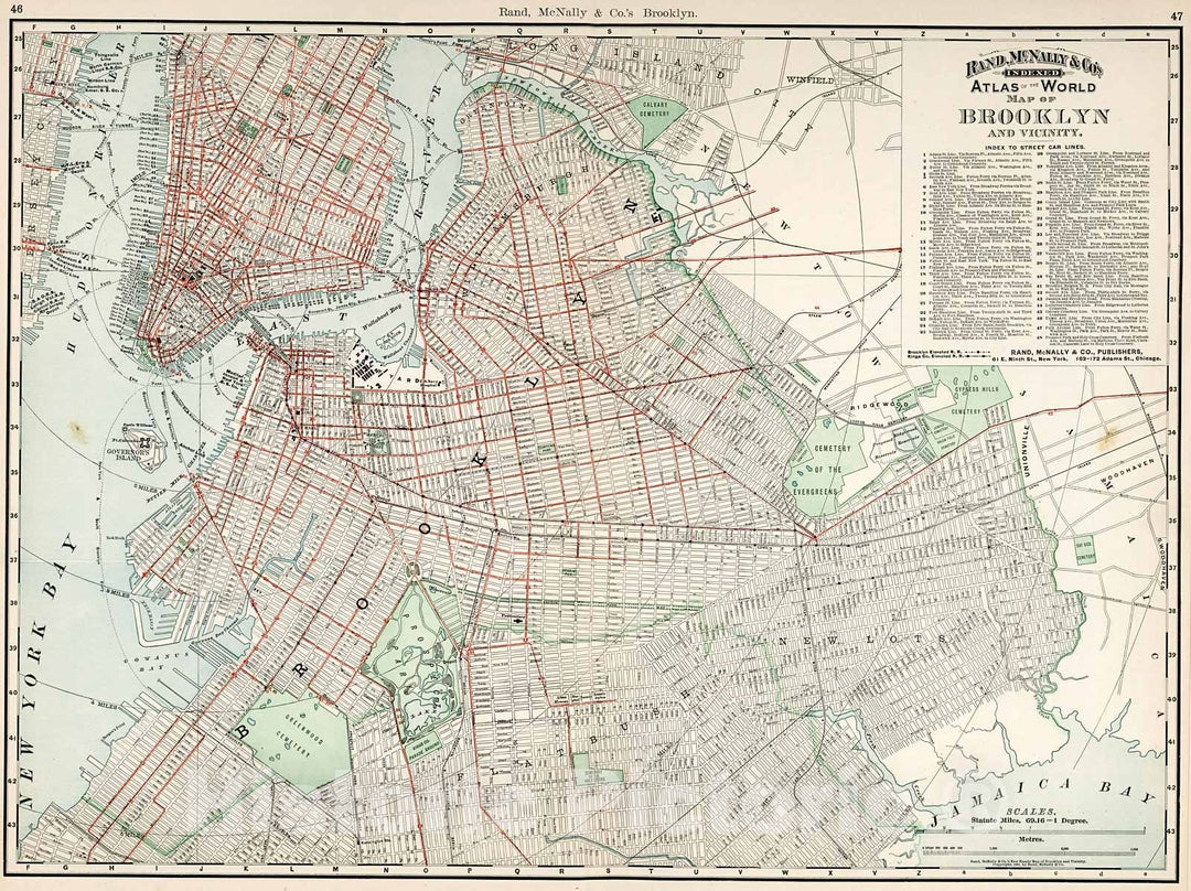 Historic Map : Brooklyn and Vicinity., 1894, Vintage Wall Decor