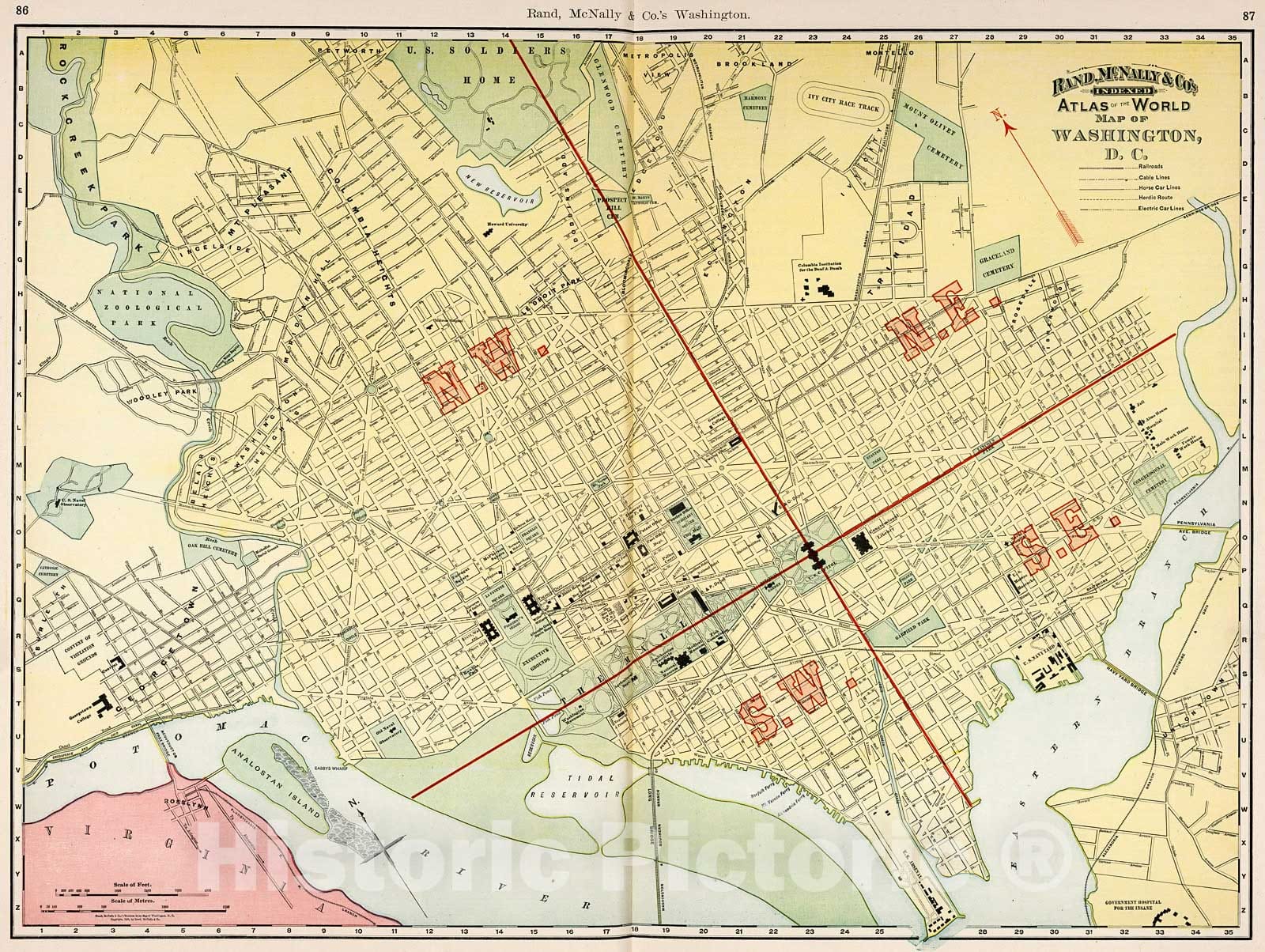 Historic Map : Washington D.C., 1894, Vintage Wall Decor