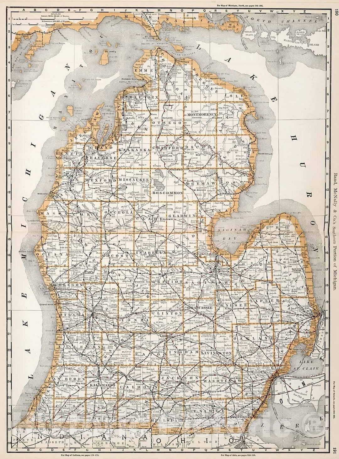 Historic Map : Michigan., 1894, Vintage Wall Decor