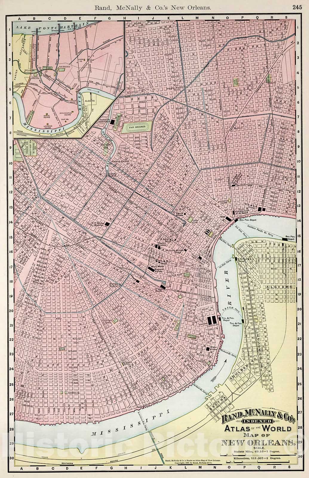 Historic Map : New Orleans., 1894, Vintage Wall Decor