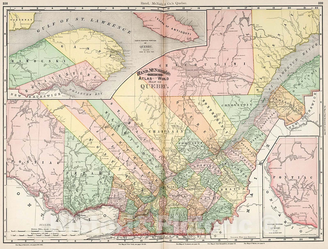 Historic Map : Quebec., 1894, Vintage Wall Decor