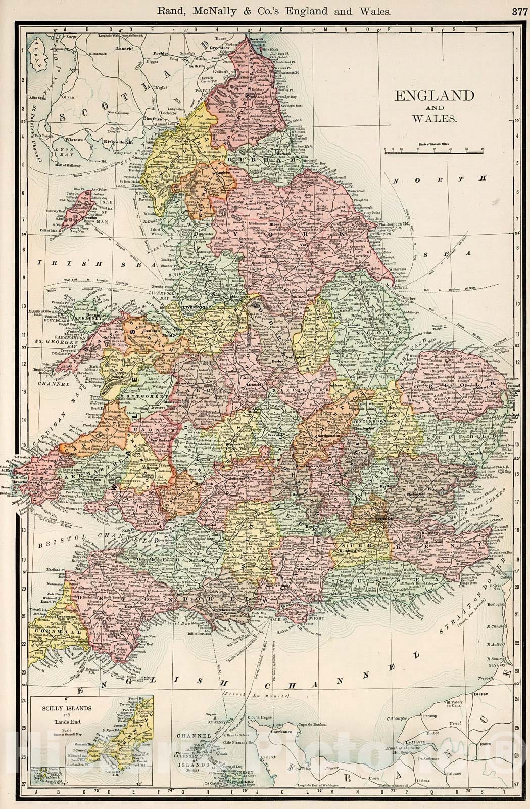 Historic Map : England and Wales., 1894, Vintage Wall Decor