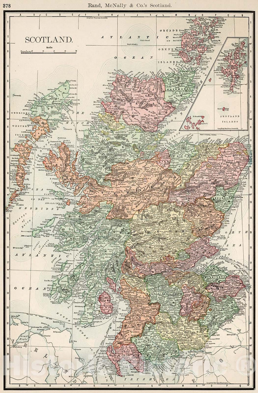 Historic Map : Scotland., 1894, Vintage Wall Decor