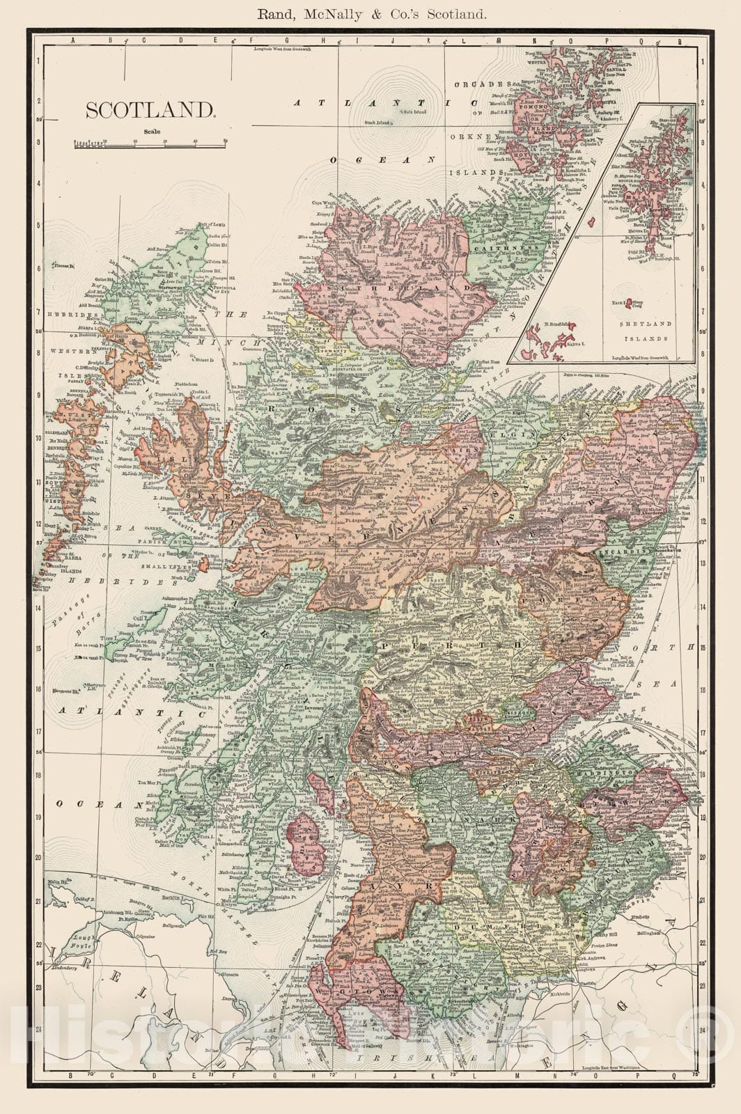 Historic Map : Scotland., 1894, Vintage Wall Decor