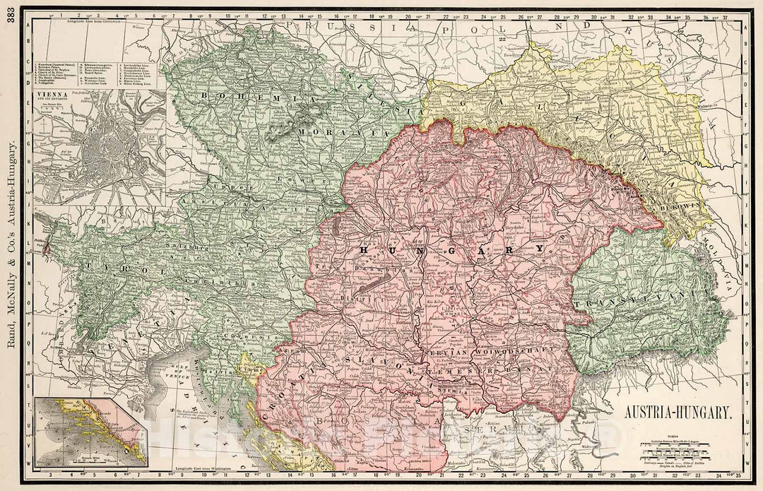 Historic Map : Austria-Hungary., 1894, Vintage Wall Decor