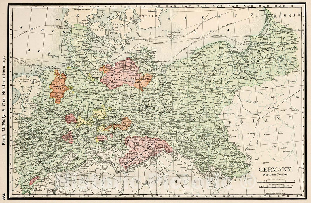 Historic Map : Germany, Northern Portion., 1894, Vintage Wall Decor