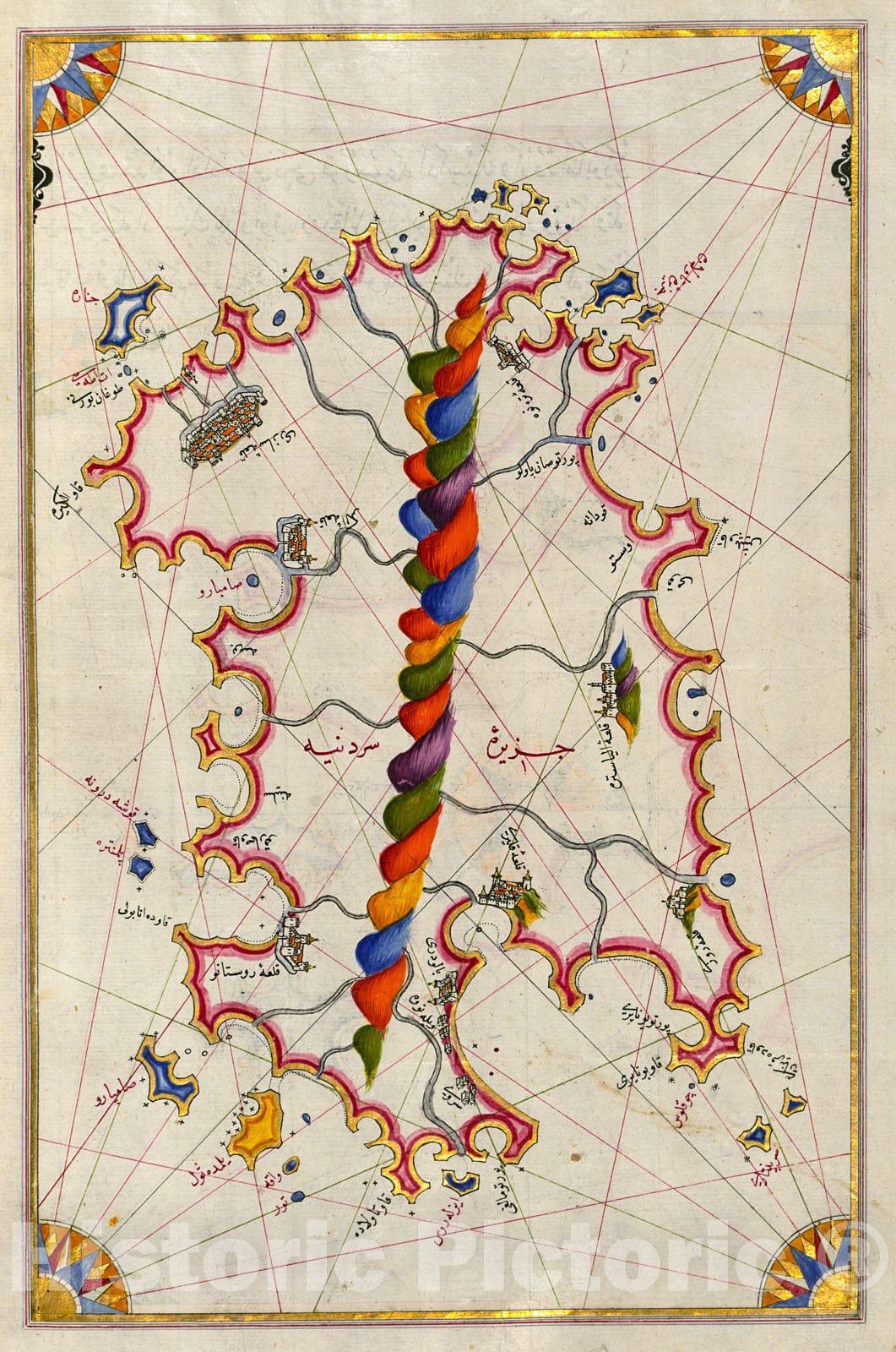 Historic Map : fol. 226b Island of Sardinia, 1700, Vintage Wall Decor