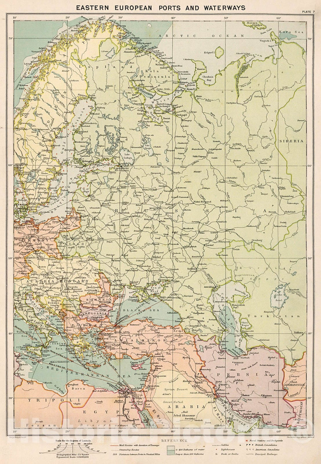 Historic Map : Eastern European ports and waterways, 1905, Vintage Wall Decor