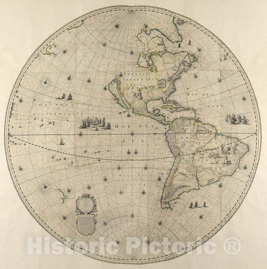 Historic Map : Western Hemisphere, 1660, Vintage Wall Decor