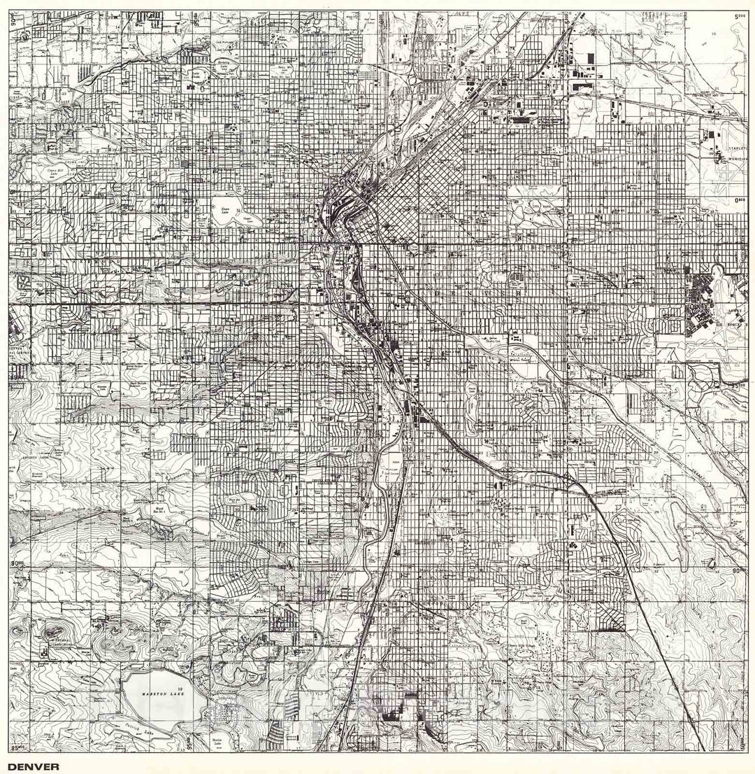 Historic Map : Denver., 1966, Vintage Wall Decor