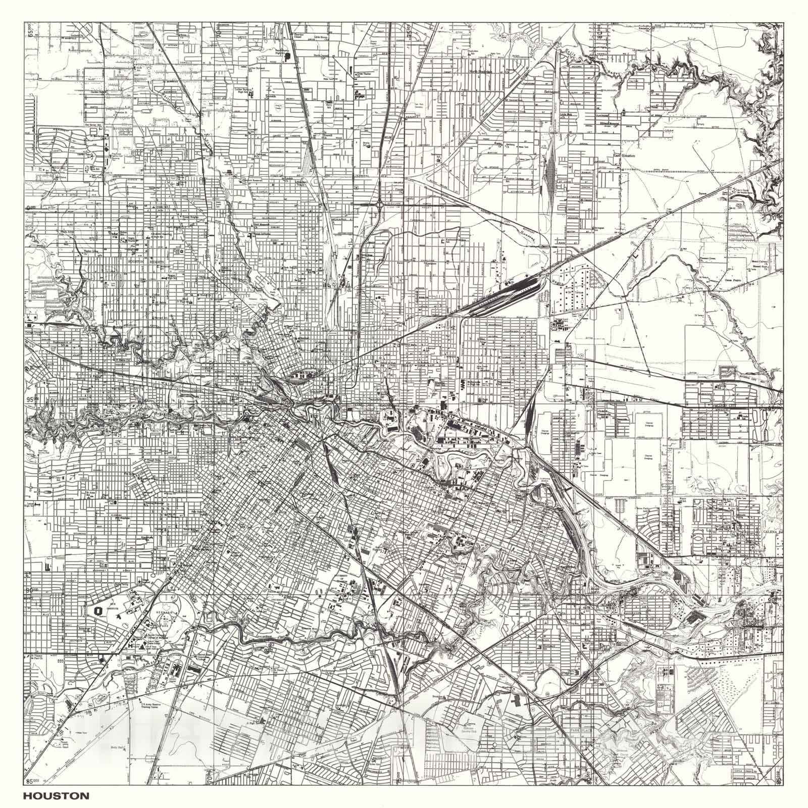 Historic Map : Houston., 1966, Vintage Wall Decor