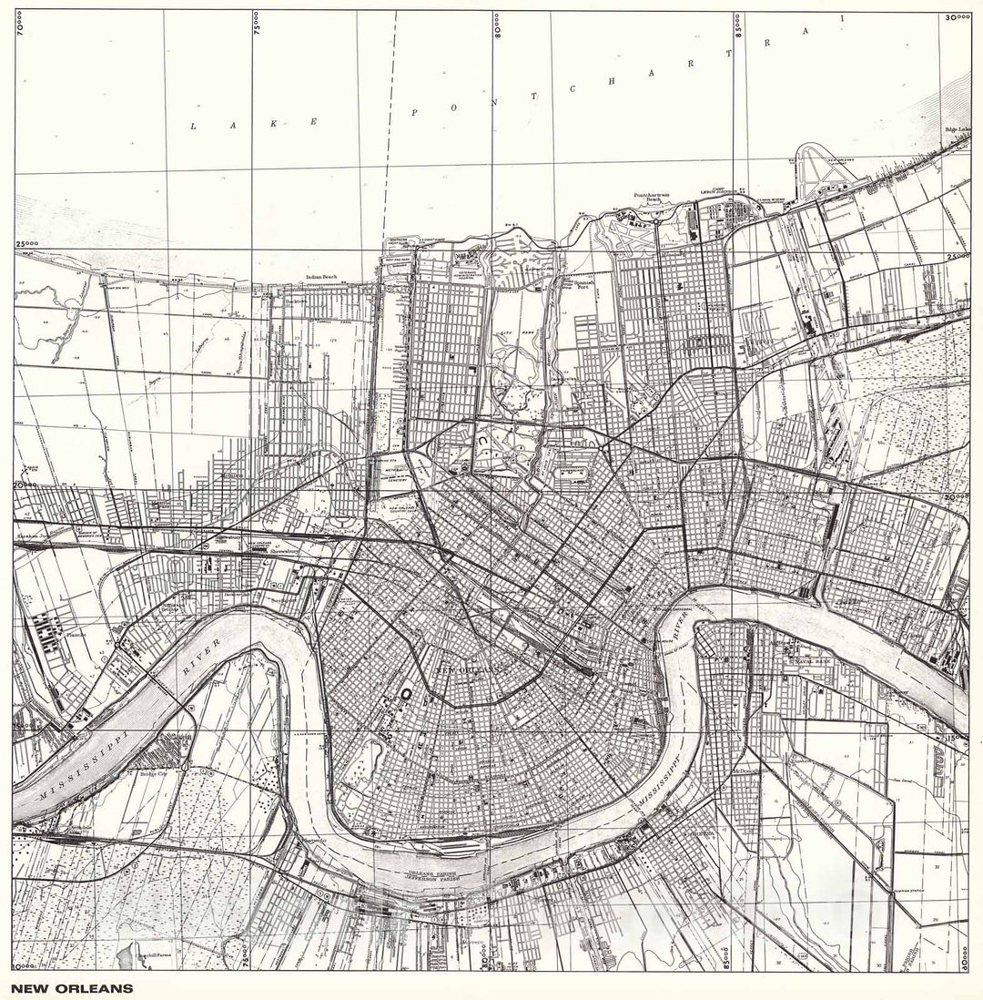 Historic Map : New Orleans., 1966, Vintage Wall Decor