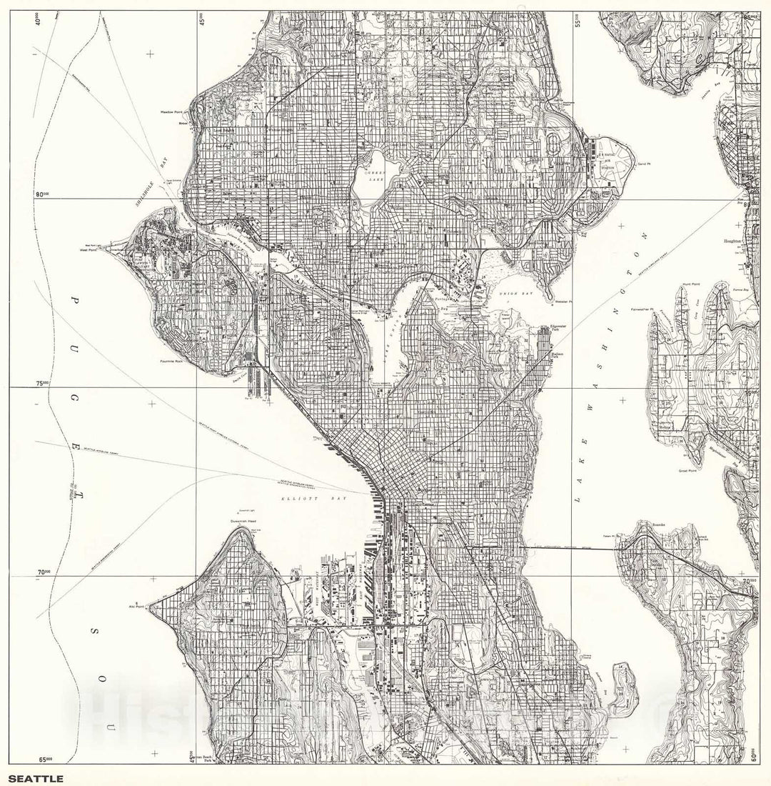 Historic Map : Seattle., 1966, Vintage Wall Decor