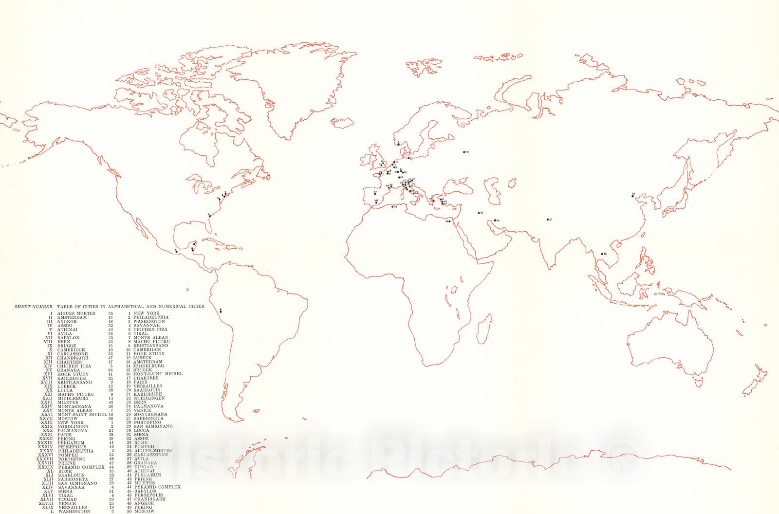 Historic Map : LI. World Map. 109,110,111,112,113,114., 1963, Vintage Wall Decor