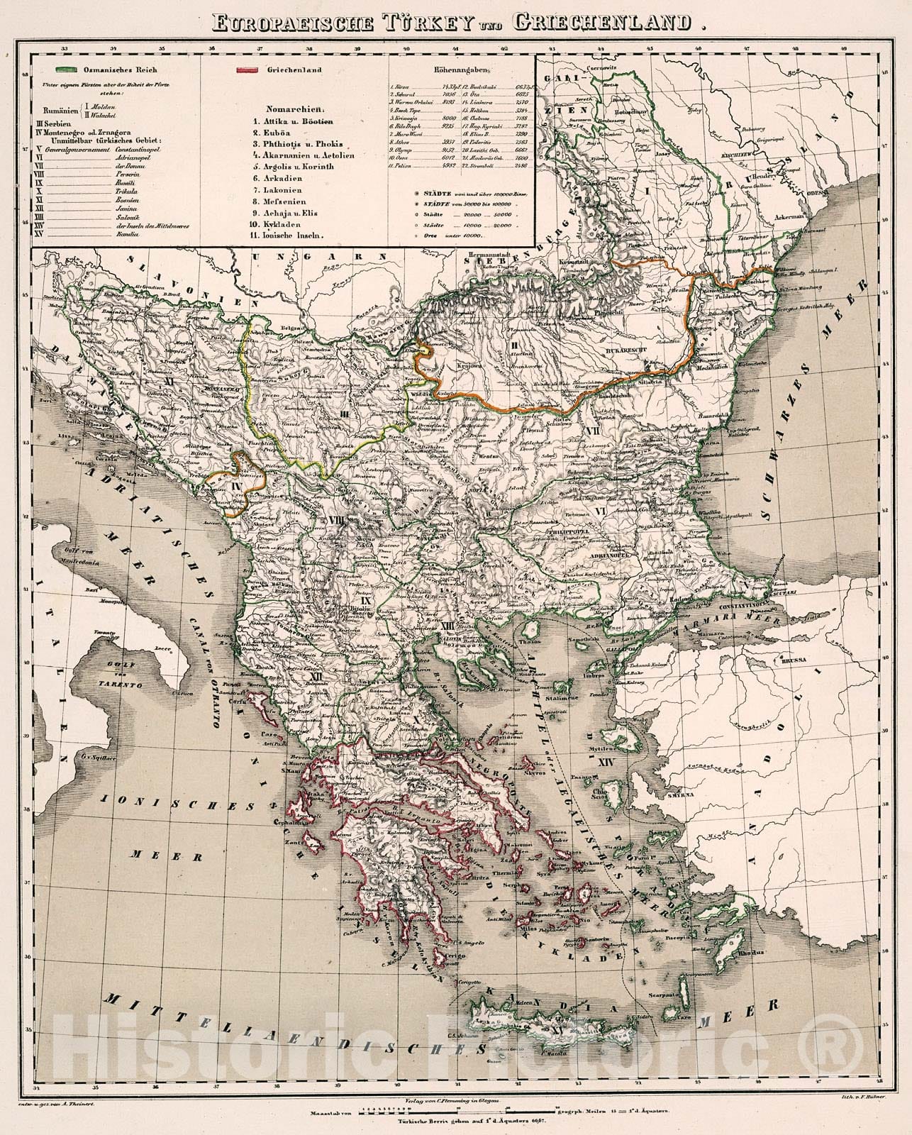 Historic Map : Europaeische Turkey und Griechenland, 1875, Vintage Wall Decor