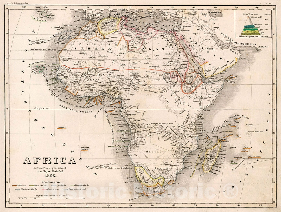 Historic Map : Africa, 1852, Vintage Wall Decor