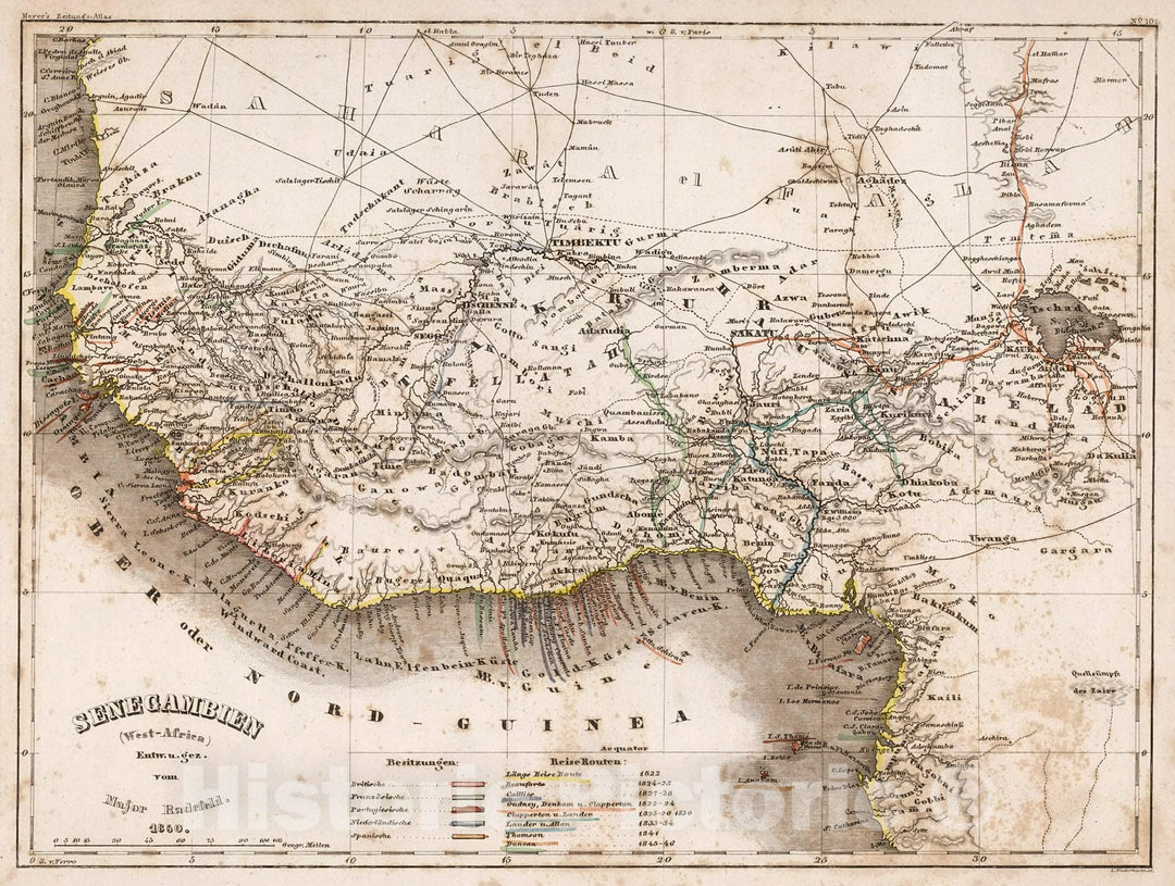 Historic Map : Senegambien (West-Africa). 1850, 1852, Vintage Wall Decor