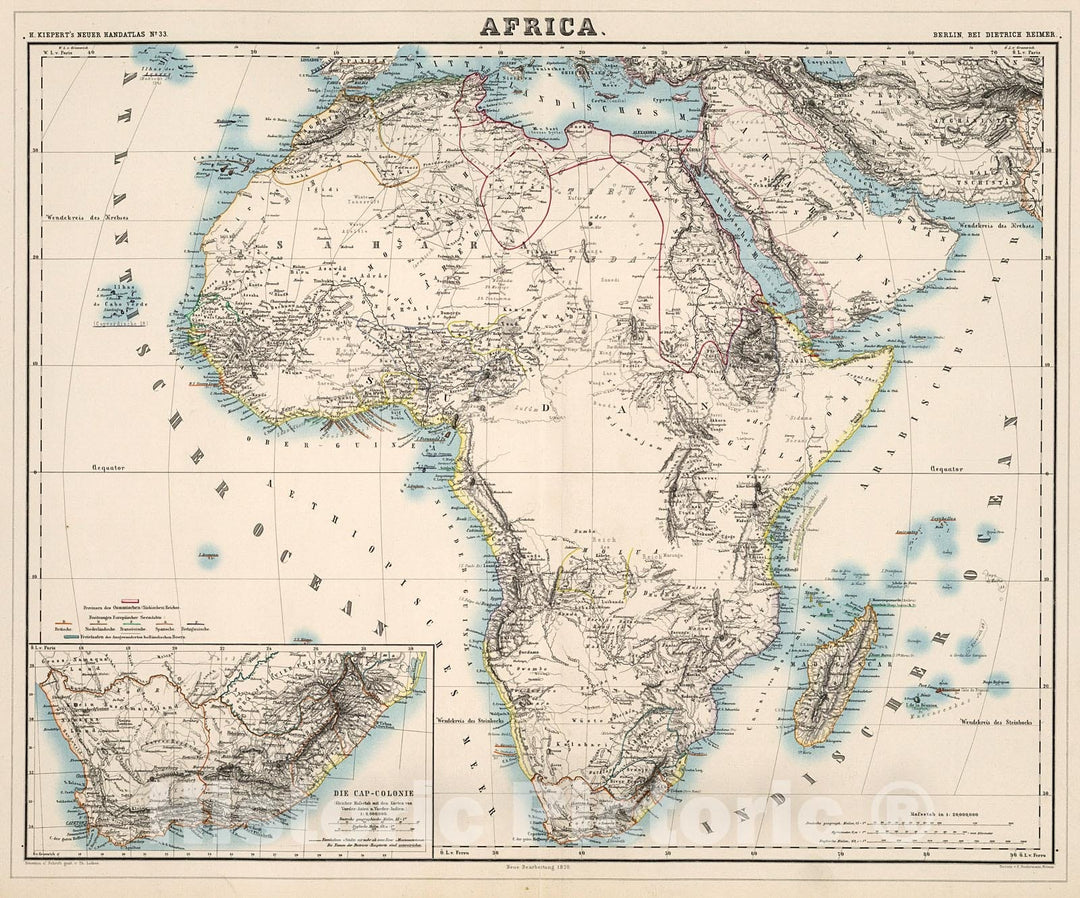 Historic Map : Africa, 1871, Vintage Wall Decor