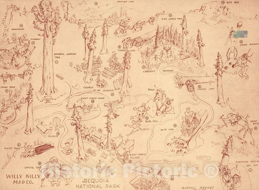 Historic Map : Sequoia National Park, 1945, Vintage Wall Decor