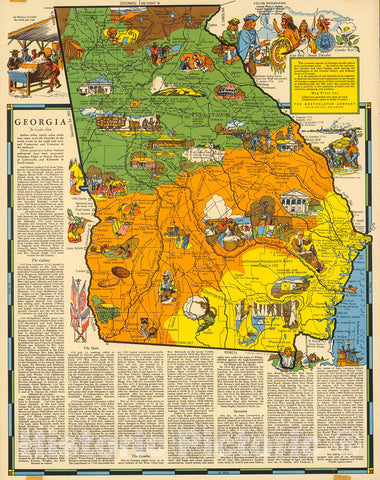 Historic Map : Georgia. The Cracker State, 1940, Vintage Wall Decor