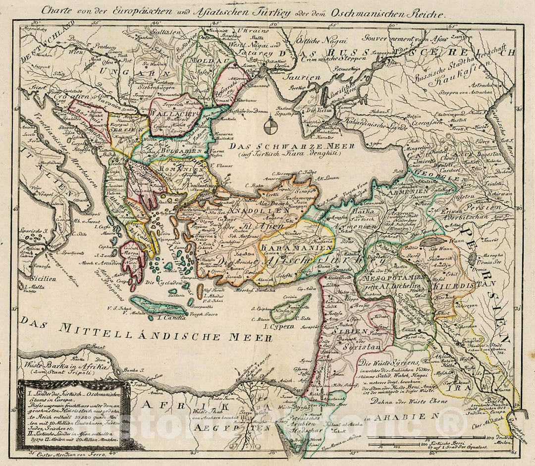 Historic Map : Charte von Europaoschen und Asiatischen Turkey oder dem Oschmanischen Reiche, 1809, Vintage Wall Decor